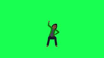 3d indian old woman chanting slogans, front angle chroma key green background video
