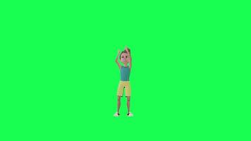 3d Young boy in sports clothes happy for winning , front angle chroma key green video