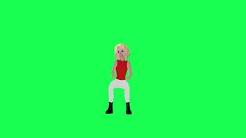 3d young blonde girl playing game angrily front angle chroma key video