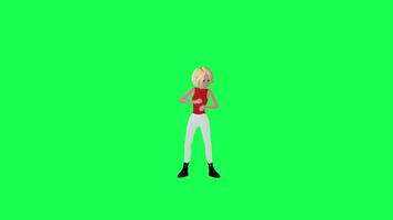 3d nice blonde girl smoking cigarettes, front angle, chroma key video