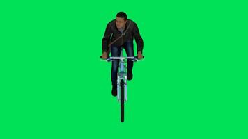 Male coach riding a bicycle from the opposite angle video