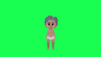 3d animated baby talking isolated front angle green screen video