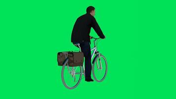 Farmer man riding a bicycle from a triangular angle video