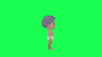 3d animated baby talking isolated left angle green screen video