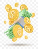 3d icon money, bank banknotes vector