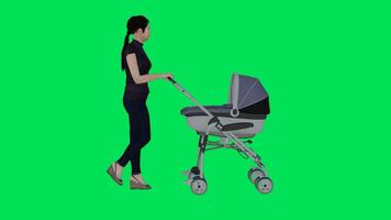 tipo mulher caminhando com dela bebê a partir de lado ângulo video