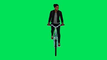 fêmea turista equitação uma bicicleta a partir de a oposto ângulo video