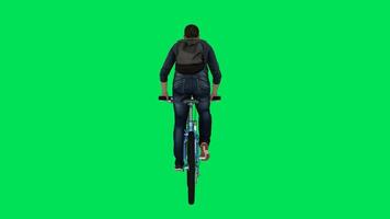 Athletic man riding bicycle from back angle video