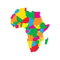 Africa map icon with borders between countries in different colors vector