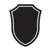 black shield icon with curved side frame at the bottom, vector