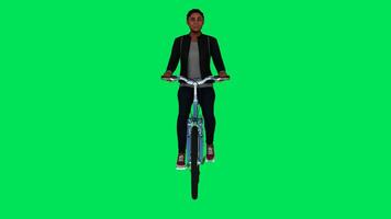 Preto mulher equitação uma bicicleta do todos ângulos video