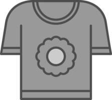 t camisa línea lleno escala de grises icono vector