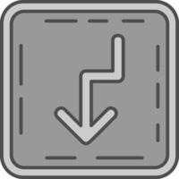 U turn Line Filled Greyscale Icon vector