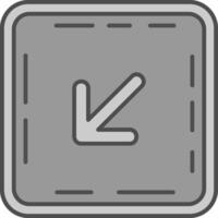 Down left arrow Line Filled Greyscale Icon vector