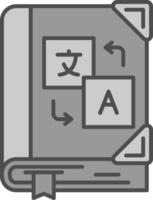 idioma aprendizaje línea lleno escala de grises icono vector