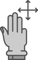 Three Fingers Move Line Filled Greyscale Icon vector