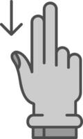 Two Fingers Down Line Filled Greyscale Icon vector