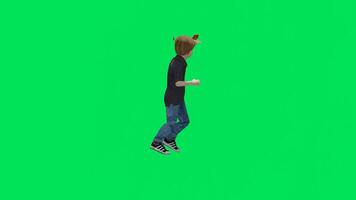 gracioso chico corriendo en jardín de infancia y jugando artesanía desde un ángulo de axila video
