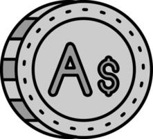 Australian dollar Line Filled Greyscale Icon vector