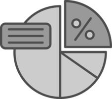 Pie graph Line Filled Greyscale Icon vector