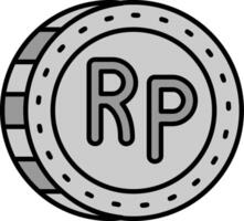 Indonesian rupiah Line Filled Greyscale Icon vector