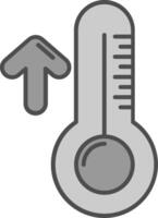 High temperature Line Filled Greyscale Icon vector