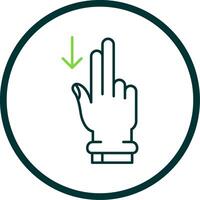 Two Fingers Down Line Circle Icon vector
