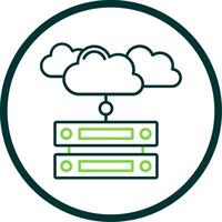 Cloud data Line Circle Icon vector