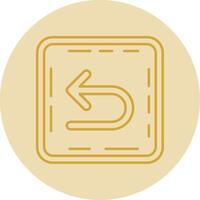 U turn Line Yellow Circle Icon vector