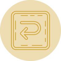 U turn Line Yellow Circle Icon vector