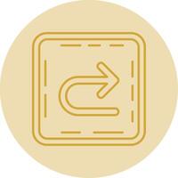 U turn Line Yellow Circle Icon vector