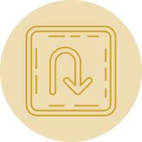 U turn Line Yellow Circle Icon vector