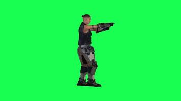 3d people in chroma key background isolated Astronaut soldier shooting and fight video