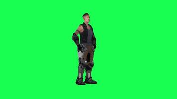 3d people in chroma key background isolated Astronaut warrior soldier exercising video