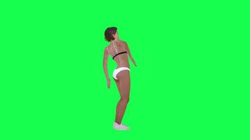 interessante dança do dançarino menina com mão e corpo tremendo dentro branco roupa íntima uma video