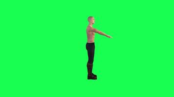 3d people in chroma key background isolated Shirtless sports trainer exercising video