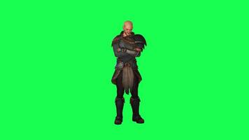 3d people in chroma key background isolated Warrior actor man in old war costume video
