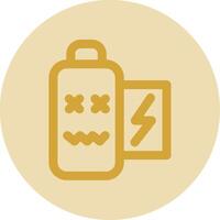 Battery dead Line Yellow Circle Icon vector