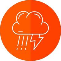 Thunder strom Line Red Circle Icon vector