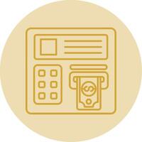 Atm machine Line Yellow Circle Icon vector