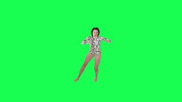 3d street girl in jeans dancing quick right angle green screen video