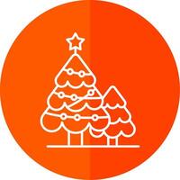 Christmas tree Line Red Circle Icon vector