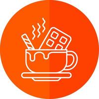 Hot Chocolate Line Red Circle Icon vector