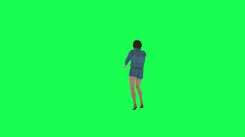 Cute 3D girl dancing in the party left angle green screen video