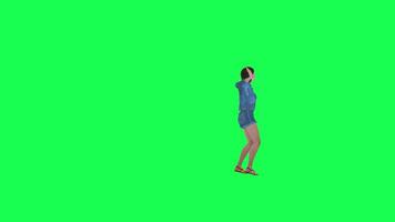 linda 3d niña bailando en el fiesta Derecha ángulo verde pantalla video