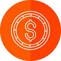 Dollar coin Line Red Circle Icon vector