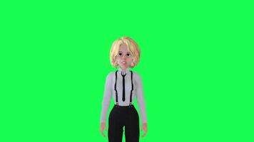 3d injured girl running tired left angle chroma key greenback video