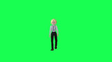 3d skinny girl waiting angrily, front side, chroma key isolated video