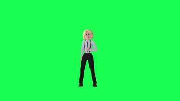 3d Falling moment of thin blonde girl right angle green screen video