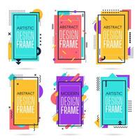 Memphis commercial frames. Minimalist abstract layout, modern hipster, retro geometric elements border, 80s memphis colourful art frame isolated vector icons set. Trendy quote text boxes